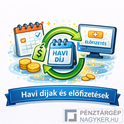 Havi díjak és előfizetések pénztárgépes blogtémakör